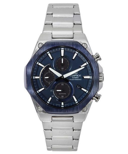 Montre pour homme Casio Edifice Analog Slim Line avec chronographe en cristal saphir et cadran bleu solaire EFS-S570DB-2A 100M