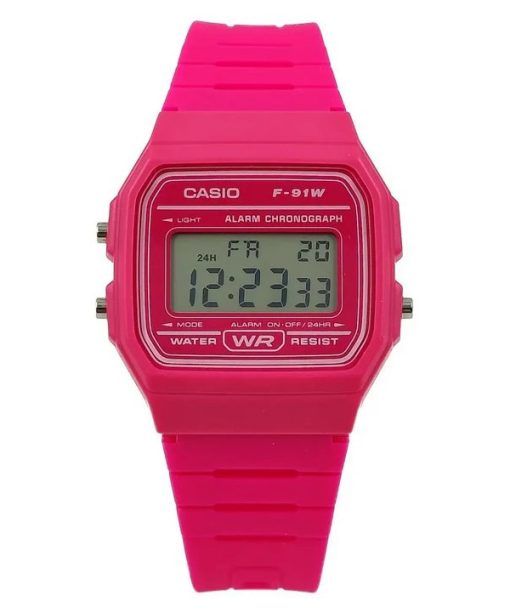 Casio Digital Bracelet en résine rose Quartz F-91WC-4A Montre unisexe