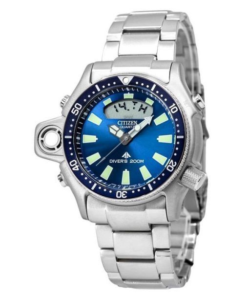 Montre de plongée à quartz Citizen Promaster Aqualand en acier inoxydable avec cadran bleu JP2000-67L 200M pour homme