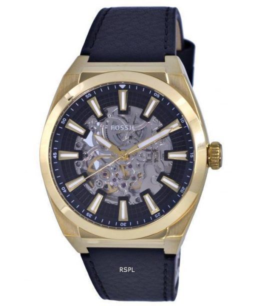 Montre Homme Fossil Everett Skeleton Cuir Cadran Noir Automatique ME3208