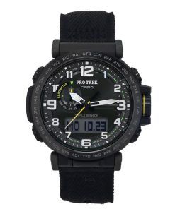 Montre pour homme Casio ProTrek analogique numérique à base de résine biologique et bracelet en tissu cadran vert solaire PRG-60