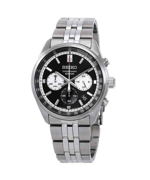 Montre Seiko chronographe en acier inoxydable avec cadran noir et quartz SSB429P1 100M pour homme