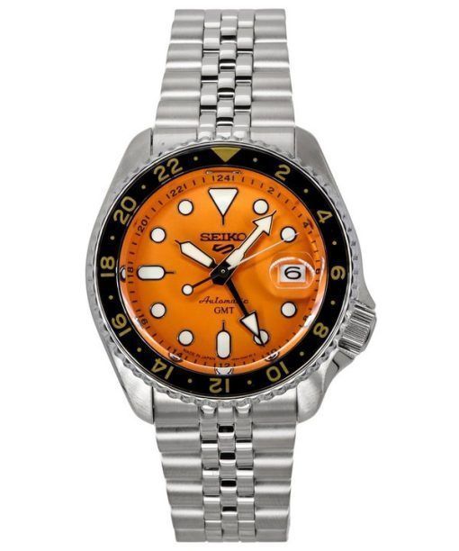 Montre pour homme Seiko 5 Sports SKX Sports Style GMT en acier inoxydable avec cadran orange 24 bijoux automatique SSK005J1 100M