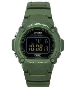 Montre pour hommes Casio Standard Illuminator Digital Bracelet en résine verte Quartz W-219HC-3B