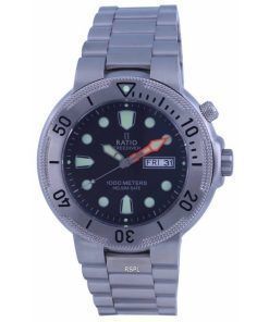 Montre pour homme Ratio FreeDiver cadran noir en acier inoxydable à quartz 1050MD93-02V-BLK 1000M