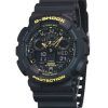 Montre pour homme Casio G-Shock Attention jaune analogique numérique bracelet en résine cadran noir GA-100CY-1A 200M