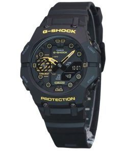 Casio G-Shock Attention Jaune Mobile Link Analogique Numérique Bracelet en Résine Cadran Noir Quartz GA-B001CY-1A 200M Montre Po