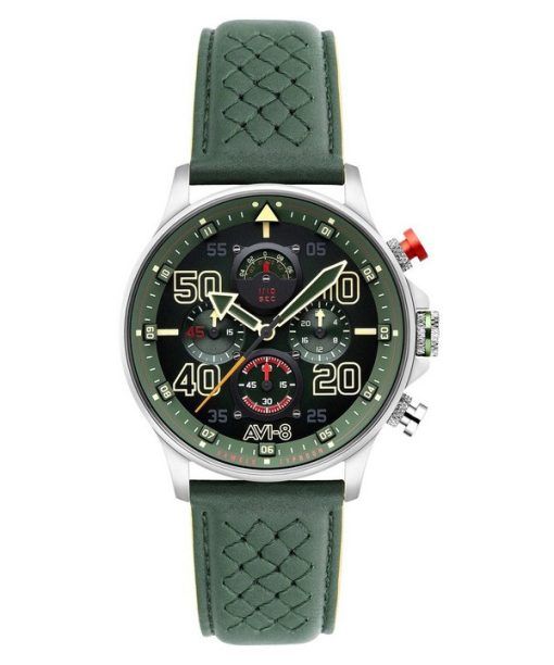 Montre pour homme AVI-8 Hawker Typhoon Rb396 Sheila Chronographe Édition limitée Goch Cadran vert Quartz AV-4093-08