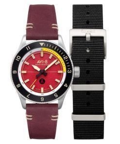 AVI-8 Flyboy Tuskegee Airmen Édition limitée Ramitelli Cadran rouge Quartz AV-4103-04 Montre pour homme avec bracelet supplément