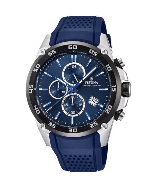 Montre pour homme Festina The Originals chronographe bracelet en caoutchouc cadran bleu Quartz F20330-2 100M