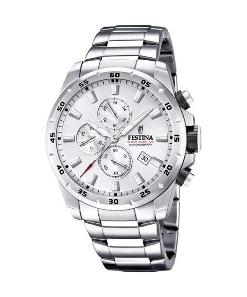 Montre pour homme Festina Chrono Sport en acier inoxydable avec cadran argenté et quartz F20463-1 100M