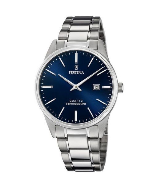 Montre pour homme Festina Classics en acier inoxydable avec cadran bleu et quartz F20511-3