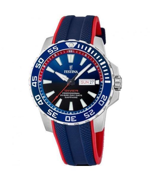 Montre Festina Diver avec bracelet en caoutchouc et cadran bleu à quartz F20662-1 200M pour homme