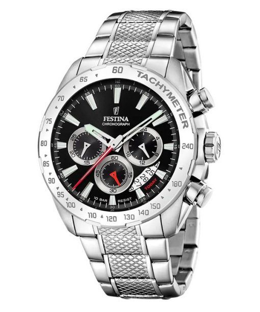 Montre pour homme Festina Chrono Sport en acier inoxydable avec cadran noir et quartz F20668-4 100M