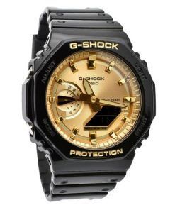 Montre pour hommes Casio G-Shock analogique numérique couleur noir et or bracelet en résine Quartz GA-2100GB-1A 200M