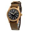 Montre pour homme Hamilton Khaki Field, bracelet en cuir bronze mécanique, cadran noir H69459530