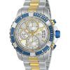 Montre pour homme Invicta Pro Diver chronographe bicolore en acier inoxydable avec cadran argenté à quartz 23994 100M