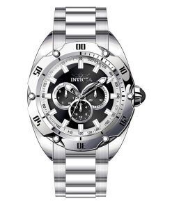 Montre pour homme Invicta Venom GMT en acier inoxydable avec cadran noir et quartz 45729 100M