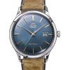 Montre pour homme Orient Bambino version 4 classique avec bracelet en cuir suédé et cadran bleu automatique RA-AC0P03L10B