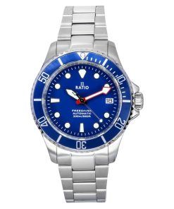 Montre pour homme Ratio FreeDiver Sapphire en acier inoxydable avec cadran bleu automatique RTF043 200M