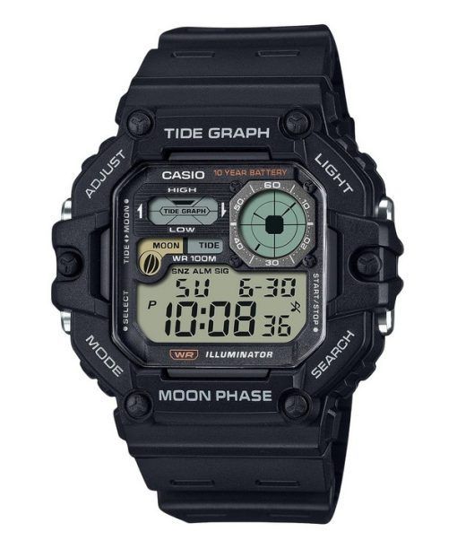 Montre pour hommes Casio Standard Digital Graph Phase de Lune Bracelet en résine Quartz WS-1700H-1AV 100M