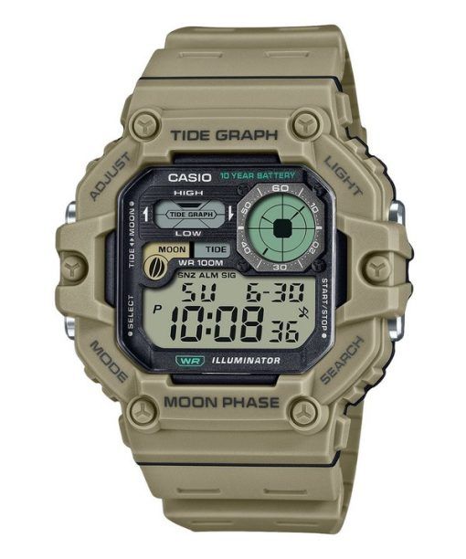 Montre pour hommes Casio Standard Digital Graph Phase de Lune Bracelet en résine Quartz WS-1700H-5AV 100M