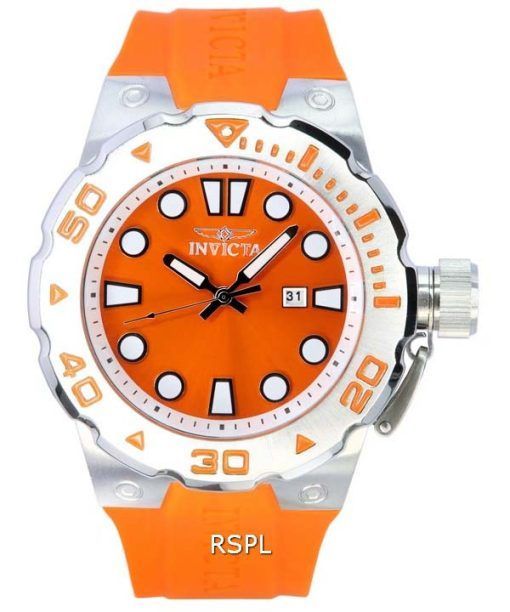 Invicta Pro Diver Bracelet en silicone Cadran orange Quartz 36997 100M Montre pour homme