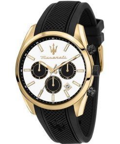 HORS Montre Homme Maserati Attrazione Chronographe Bracelet Silicone Cadran Blanc Quartz R8851151001