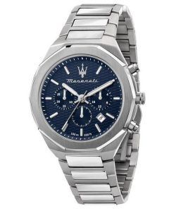 HORS Montre Homme Maserati Stile Chronographe Cadran Bleu Quartz R8873642006 100M