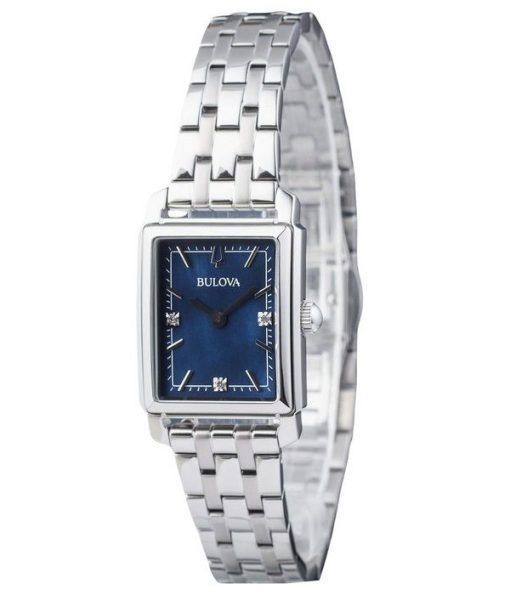 Montre Bulova Classic Sutton Diamond Accent en acier inoxydable avec cadran bleu et quartz 96P245 pour femme