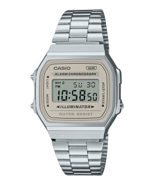 Casio Vintage Digital Bracelet en acier inoxydable Quartz A168WA-8 Montre unisexe