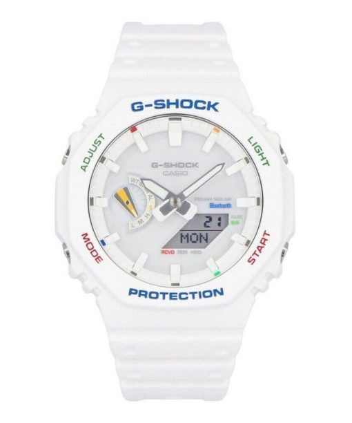 Montre pour homme Casio G-Shock analogique numérique avec bracelet en résine et cadran blanc Tough Solar GA-B2100FC-7A 200M