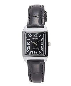 Montre Casio Standard analogique avec bracelet en cuir et cadran noir à quartz LTP-V007L-1B pour femme