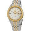 Montre Seiko 5 bicolore en acier inoxydable avec cadran blanc et 21 bijoux automatique SNKL24K1 pour homme