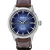 Montre Seiko Presage Cocktail Time avec bracelet en cuir de veau et cadran bleu automatique SRPK15J1 pour homme