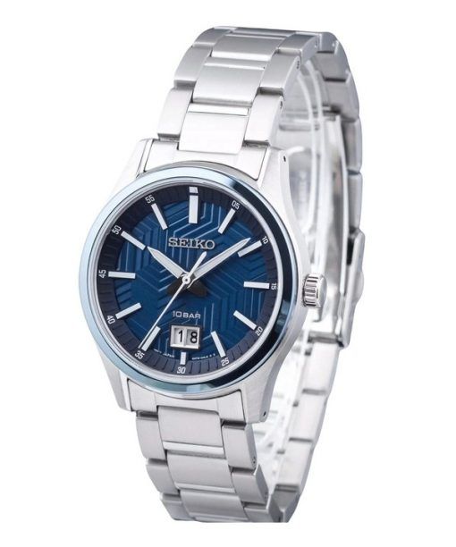 Montre pour homme Seiko Sports en acier inoxydable avec cadran bleu et quartz SUR559P1 100M