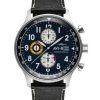 AVI-8 Hawker Hurricane Classic Chronographe Bracelet en cuir noir minuit Cadran bleu Quartz AV-4011-0I Montre pour homme