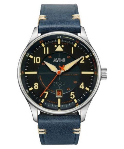 Montre automatique pour homme AVI-8 Hawker Hurricane Kent Sussex, bracelet en cuir, cadran bleu, automatique AV-4094-02