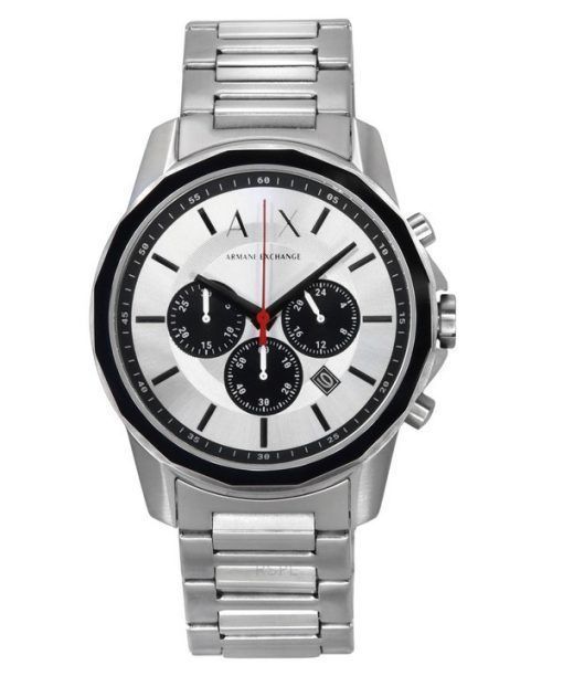 Montre pour homme Armani Exchange chronographe en acier inoxydable avec cadran argenté et quartz AX1742