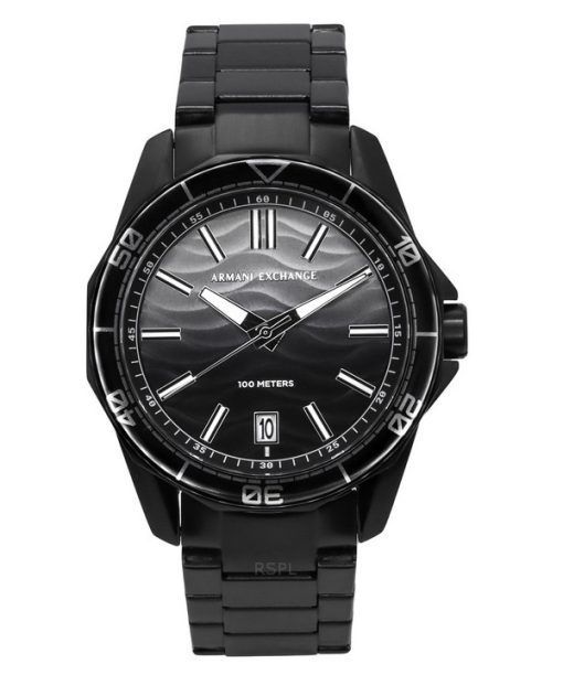 Montre pour homme Armani Exchange en acier inoxydable noir avec cadran gris et quartz AX1952 100M