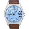 Montre pour homme Diesel Scraper avec bracelet en cuir et cadran bleu à quartz DZ2174