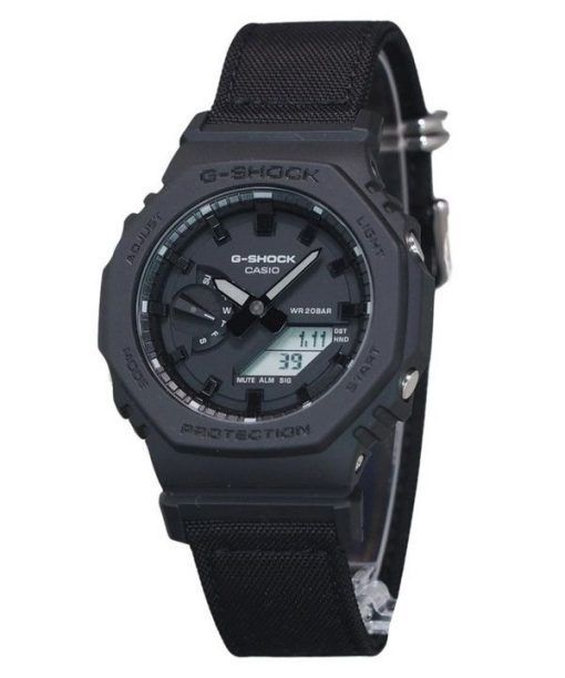 Montre pour homme Casio G-Shock analogique numérique avec bracelet en tissu écologique et cadran noir à quartz GA-2100BCE-1A 200