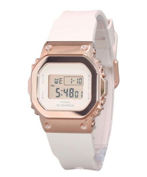 Montre pour femme Casio G-Shock numérique or rose avec lunette plaquée ion et bracelet en résine Quartz GM-S5600UPG-4 200M
