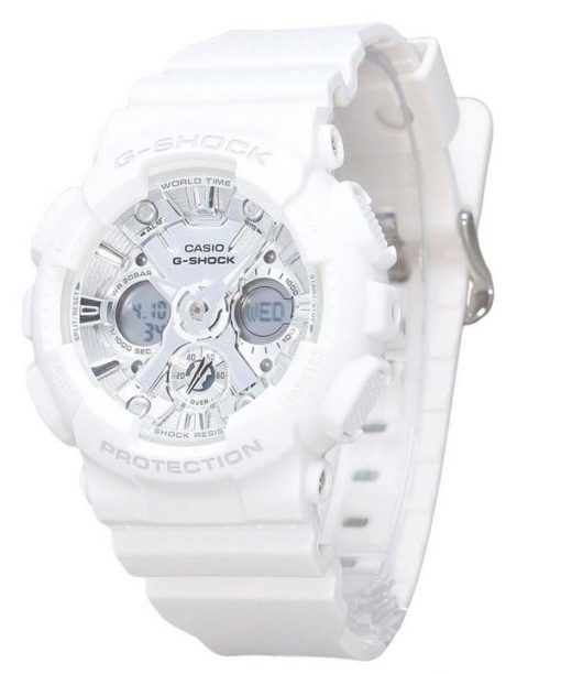 Montre pour femme Casio G-Shock analogique numérique à base biologique bracelet en résine blanche cadran argenté Quartz GMA-S120