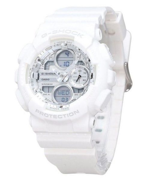 Montre pour femme Casio G-Shock analogique numérique à base biologique bracelet en résine blanche cadran argenté Quartz GMA-S140