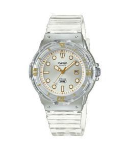 Montre pour femme Casio POP avec bracelet en résine analogique et cadran argenté à quartz translucide LRW-200HS-7EV 100M