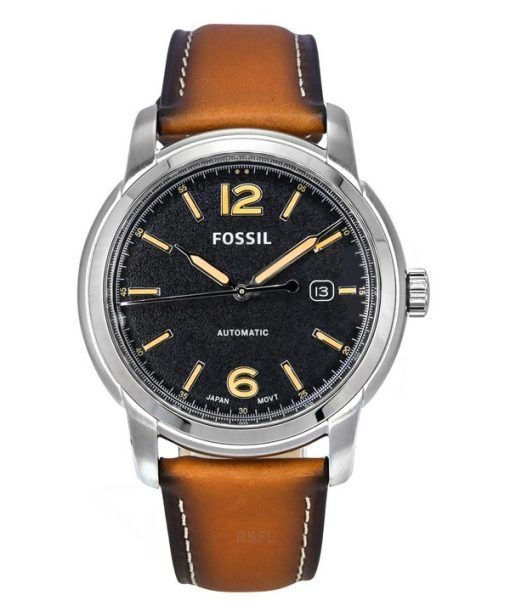 Montre pour homme Fossil Heritage avec bracelet en cuir et cadran noir automatique ME3233