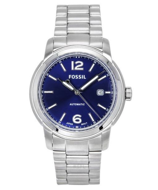 Montre automatique pour homme Fossil Heritage en acier inoxydable avec cadran bleu ME3244