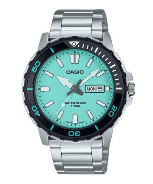 Montre pour homme Casio Standard analogique en acier inoxydable avec cadran turquoise et quartz MTD-125D-2A2V 100M