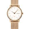 Montre pour femme Skagen Kuppel Lille en acier inoxydable or rose et cadran blanc à quartz SKW3099